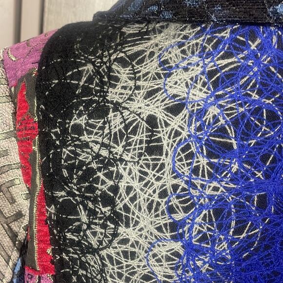 Vintage Sasha Fabiani bohemian mixed media brocade patchwork long jacket S - Picture 12 of 16